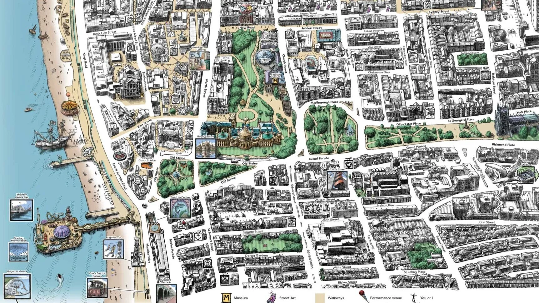 Emma Ball 水彩画 The Lanes,Brighton